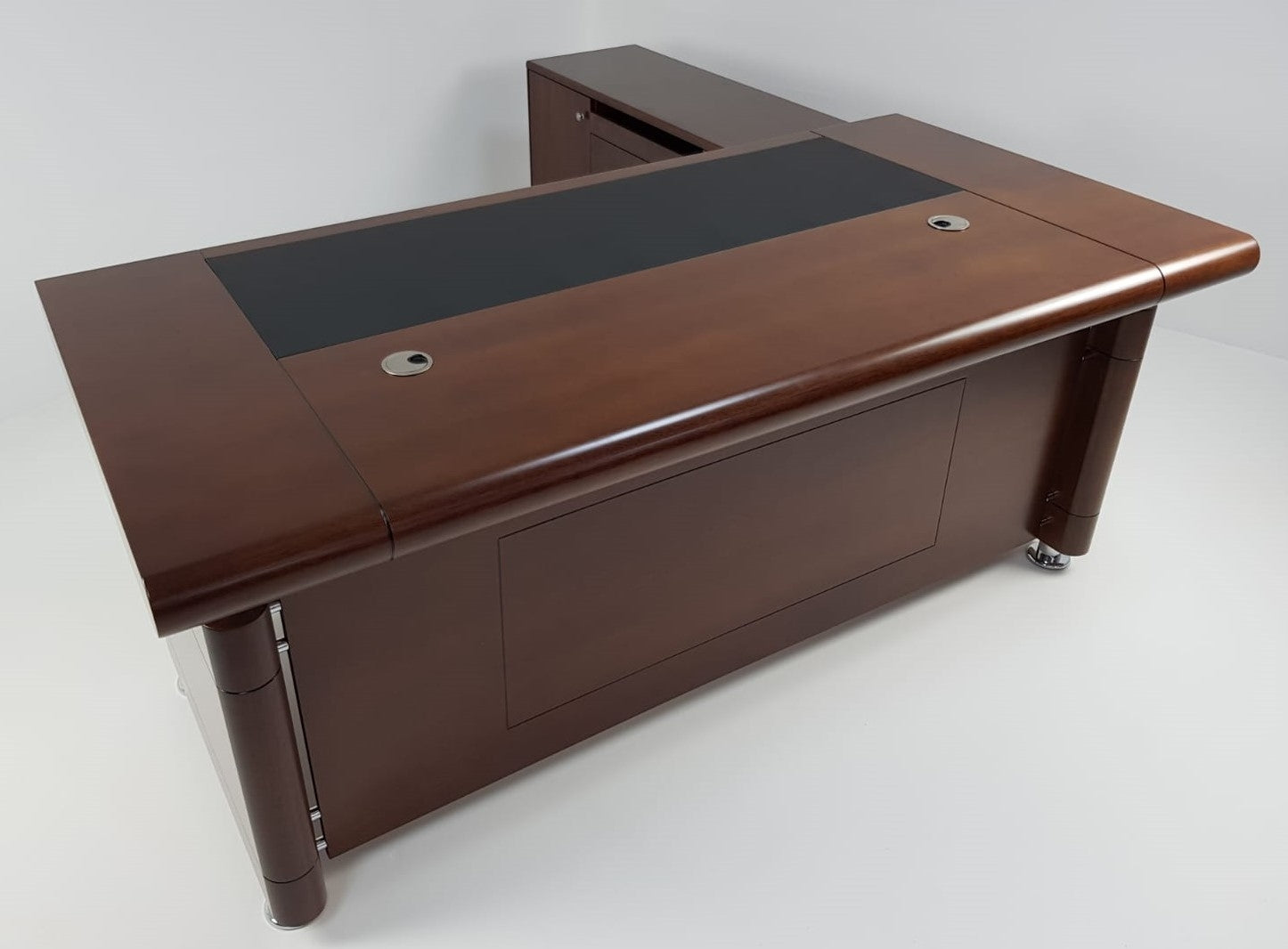 Light Walnut Real Wood Veneer Executive Desk With Roll Top - DES-1861